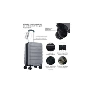 VALIJA CHECK IN PLATEADO  20" 4 RUEDAS DOBLE 39118