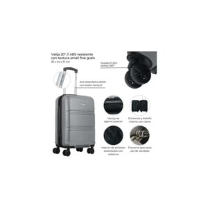 VALIJA CHECK IN  PLATEADA 20" 4 RUEDAS DOBLE 39109