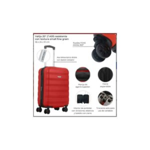 VALIJA CHECK IN  ROJA 20" 4 RUEDAS DOBLE 48121